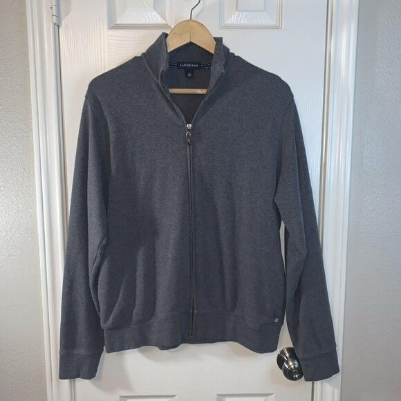 Lands Ends Gray Athletic Performance Full Zip Long Sleeved Jacket Size Medium - Picture 2 of 6